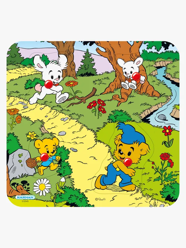 Bamse I Skogen Knoppussel Barnpussel Av Trä 4 Bitar Kärnan