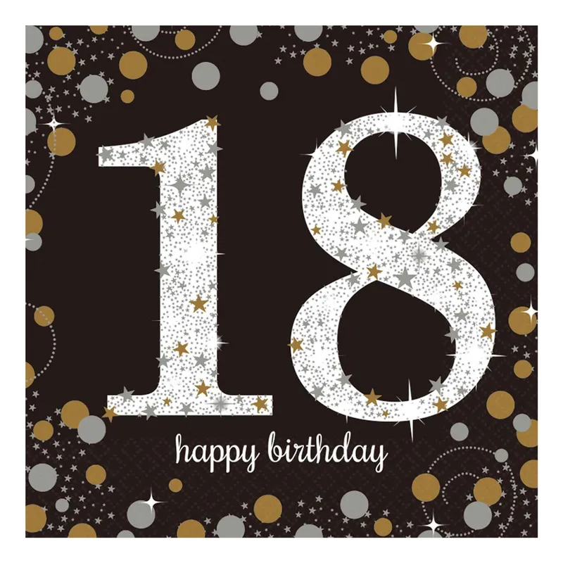 Servetter 18 Silver/Guld Glitter - 16-pack