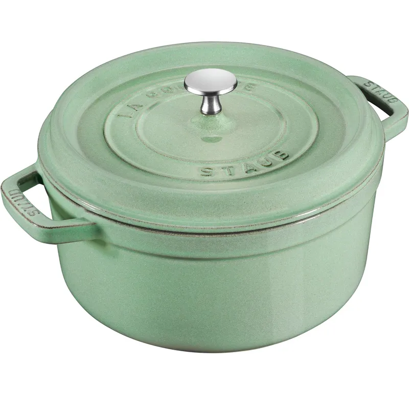 Staub La Cocotte rund gjutjärnsgryta 28 cm / 6,7 liter, salviagrön