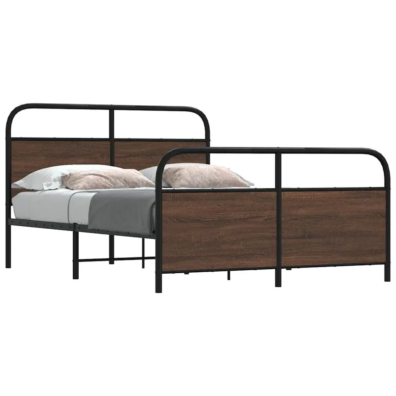 vidaXL Sängram utan madrass brun ek 120×200 cm konstruerad trä