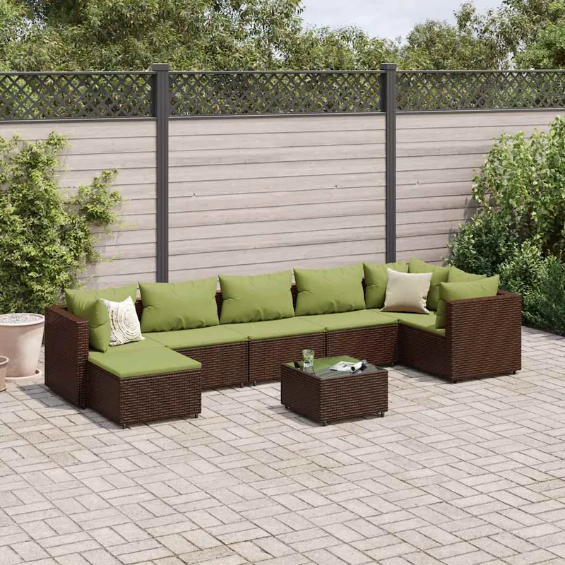 vidaXL Loungegrupp för trädgården med dynor 8 delar konstrotting brun (#5217)