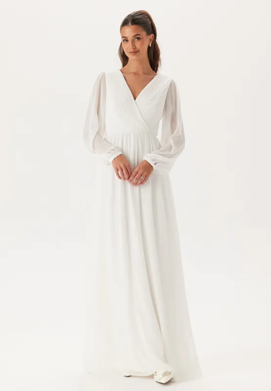 Pleated V-Neck Wedding Gown (#6440)
