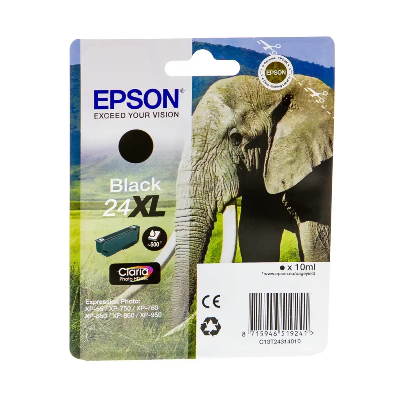 Epson 24XL – 10 ml – XL – svart – original – blister med RF-larm – bläckpatron – för Expression Photo XP-55, 750, 760, 850, 860, 950, 960, 970; Exp…