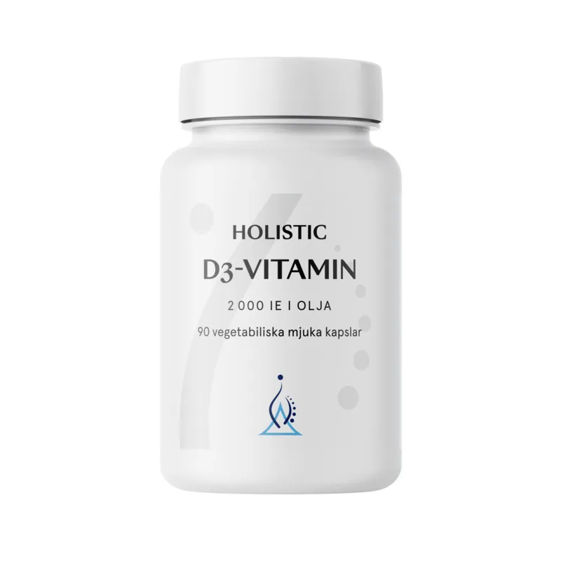 Holistic D3-vitamin 2000 IE (50 µg) i kokosolja, vegetabiliska kapslar 90 st