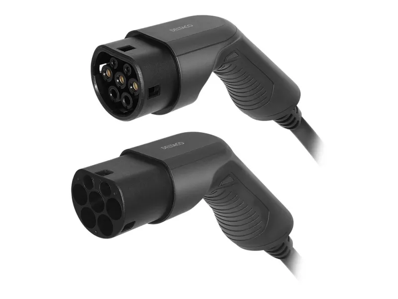 Deltaco laddkabel typ 2 - typ 2, 3 fas, 16A, 7 meter