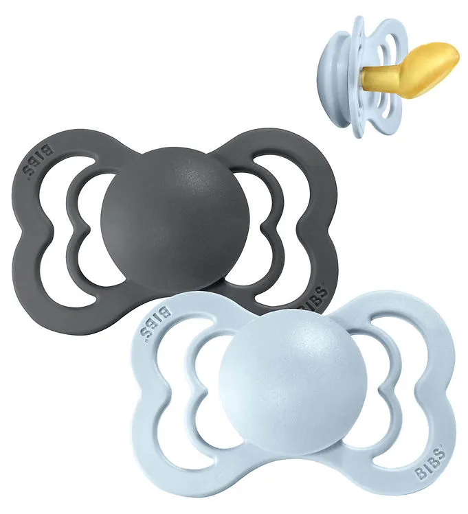 Bibs Couture Nappar - 2-pack - Stl. 2 - Naturgummi - Iron/Baby B