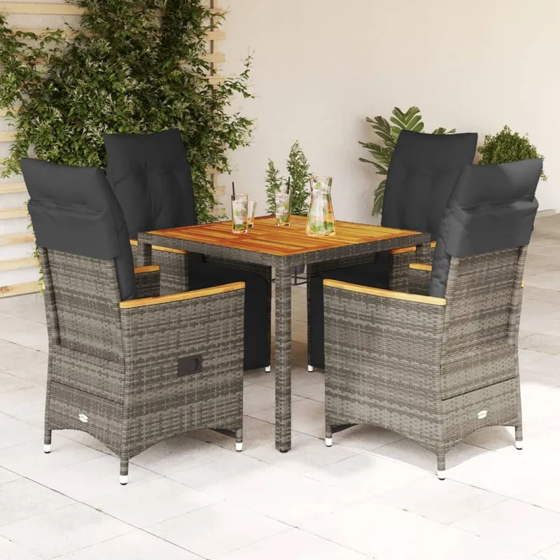 vidaXL Caféset med dynor 5 delar konstrotting grå (#6944)