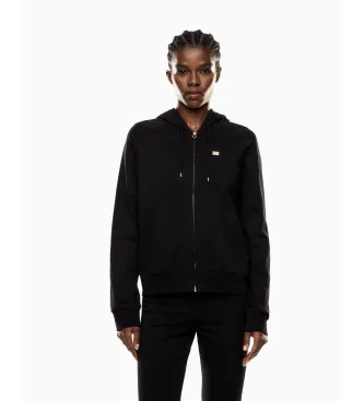 EA7 för kvinnor. 7W000458_AF13135 Core Lady sweatshirt med huva svart (XXS), Casual, Bomull, Kort ärm