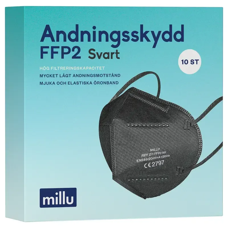 Köp 2 få 25% | Millu Andningsskydd FFP2 Svart 10 st