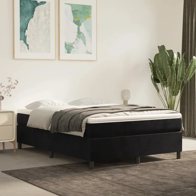 vidaXL Boxspring-sängram svart 140×200 cm sammet
