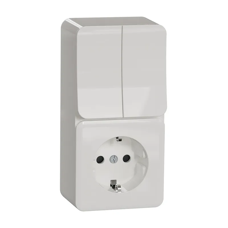 Schneider Electric Exxact Kombi-strömställare strömställare + 1-vägsuttag Kronomkopplare