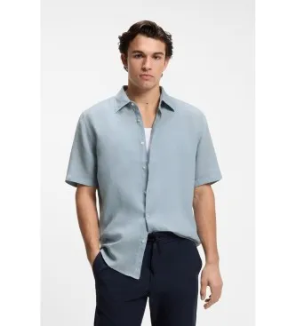 BOSS för män. 50537382 Skjorta Rash2 blå (XXL), Casual, Lino, Kort ärm
