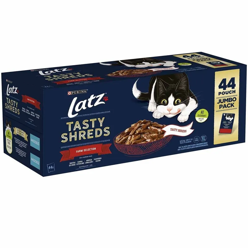 Tasty Shreds Farm Selection Våtfoder i Sås till Katt – 44 x 80 g