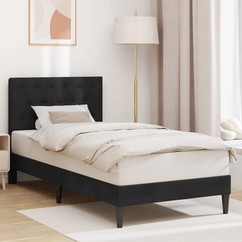 vidaXL Sängram med huvudgavel Svart 80 x 200 cm Sammet