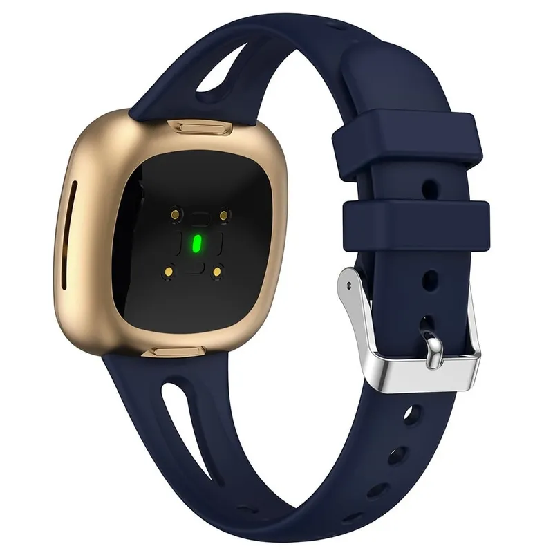Storlek L Klockarmband Fitbit Versa 4 / Versa 3 / Sense 2 Svettbeständigt sportklockarmband i mjuk silikon – Midnattsblå