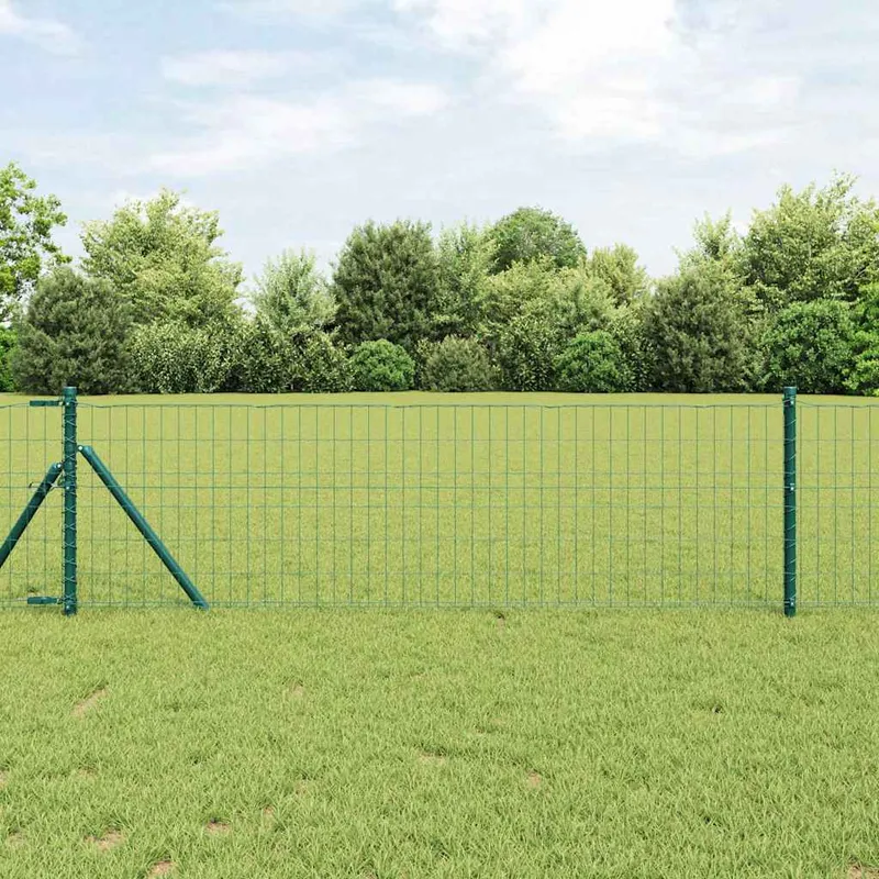 vidaXL Eurogärdsel 0,4 x 25 m PVC-belagt järn Grön