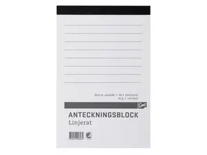Anteckningsblock A6 linjerat, perforerat, 5 st
