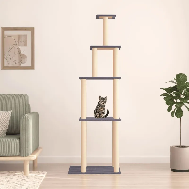 vidaXL Klösträd med sisalpelare mörkgrå 183 cm
