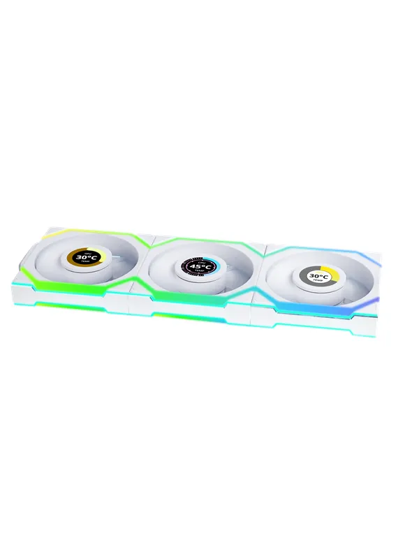 Lian Li UNI FAN SL Wireless LCD Reverse (3-pack) - Chassi fläkt - 120mm - Vit med RGB LED - 31 dBA