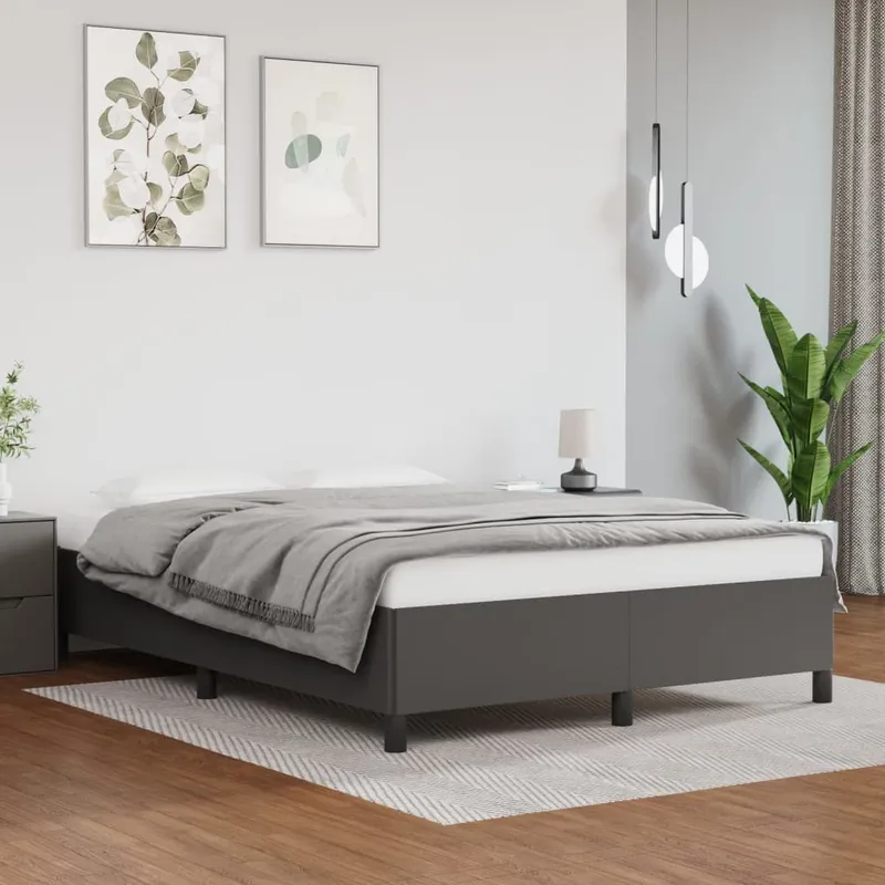 vidaXL Sängram grå 140×190 cm konstläder (#2987)