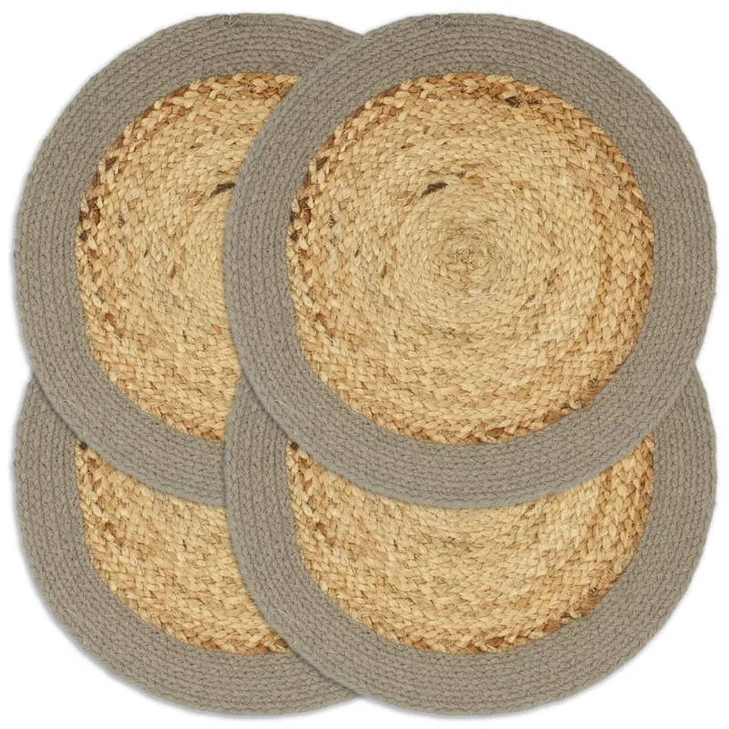 vidaXL Bordstabletter 4 st naturlig och grå 38 cm jute och bomull