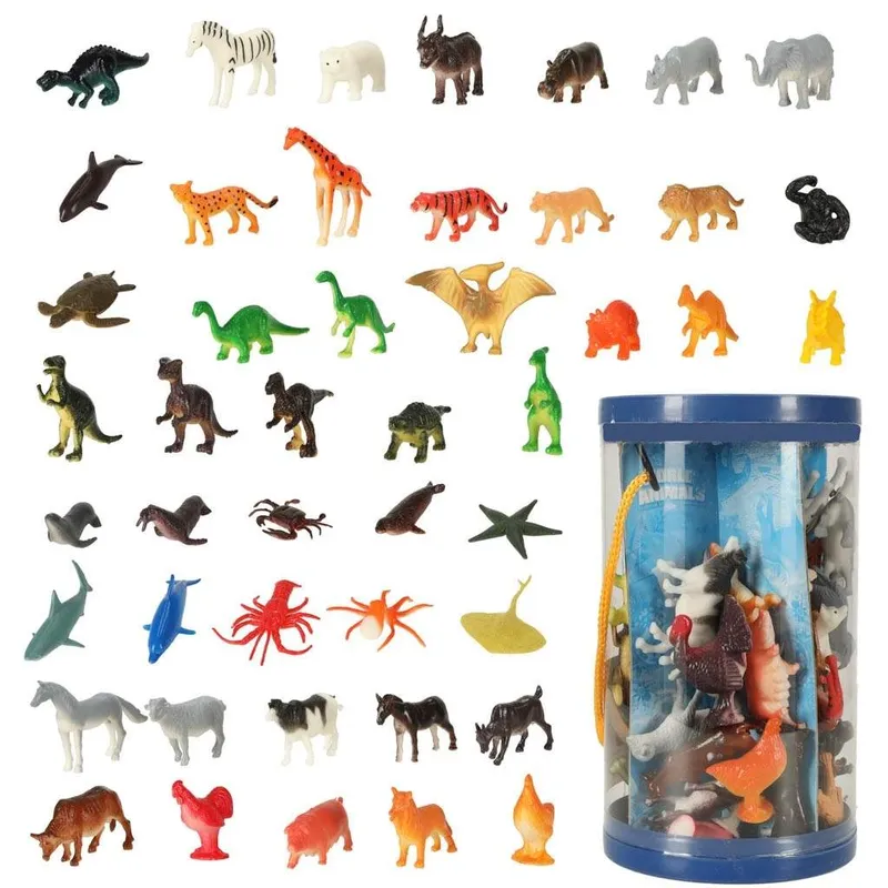Djurfigurer 48-pack: Dinosaurier, Bondgård, Safari