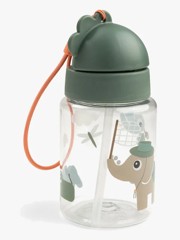 Done by Deer Vattenflaska m. Sugrör – 280 ml – Tiny Leder – Grön