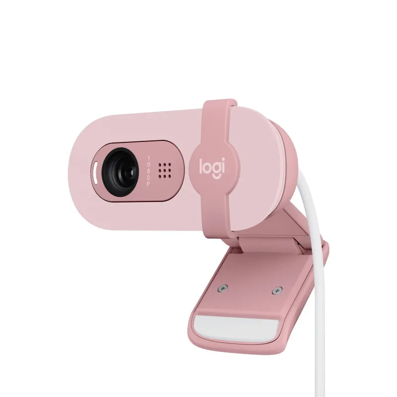 Logitech® | BRIO 100 - Webbkamera - Full HD - 1920 x 1080 - inbyggd mikrofon - USB-C - Rose