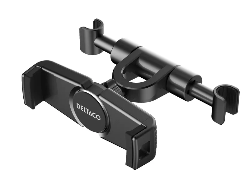 Deltaco Universal car headrest mount for mobile phones and tablets black