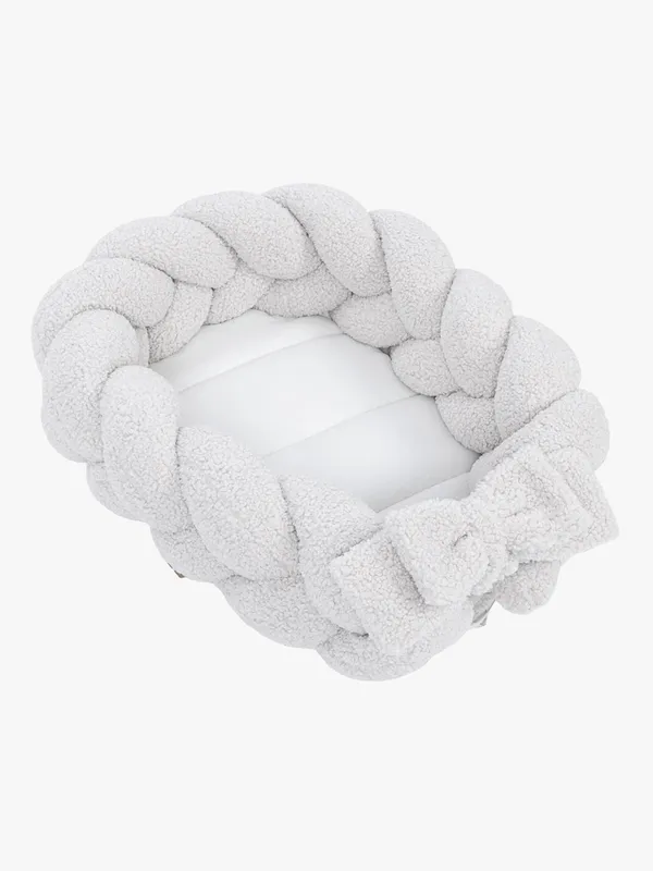 MeowBaby Bearly Babynest med Flätat Skydd, Offwhite