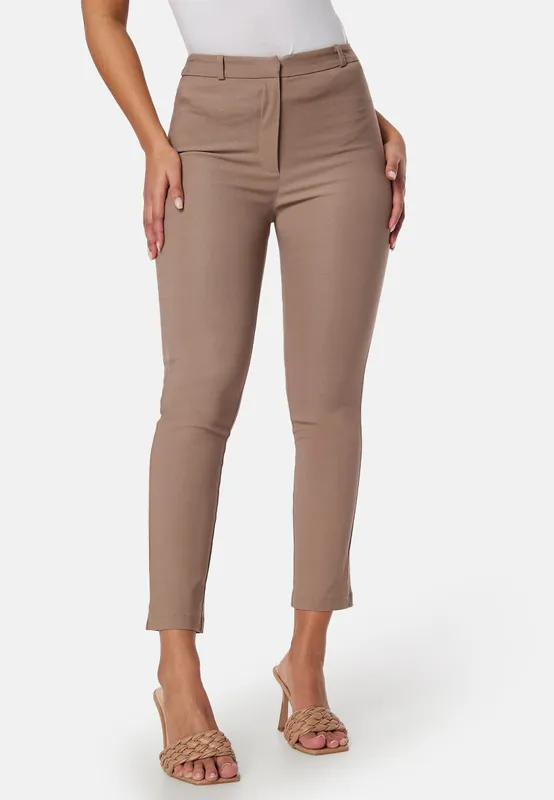 High Waist Stretchy Ankle Slit Trousers (#9744)