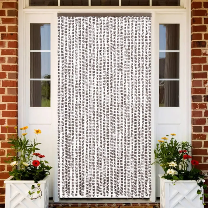vidaXL Insektsgardin taupe och vit 118×220 cm chenille
