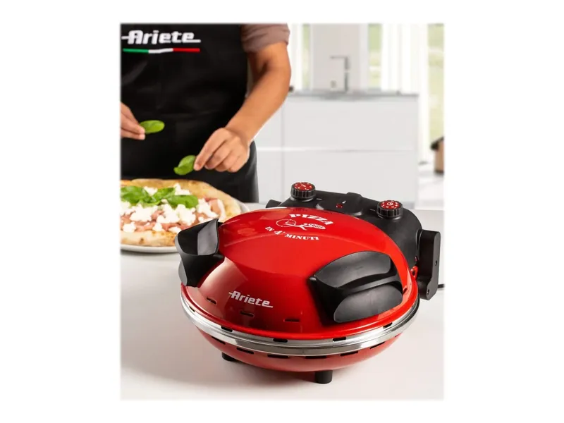 Elektrisk pizzaugn ARIETE - Röd - Stenplatta - 1200W - Diameter 33cm - Max. temperatur 400°C grå