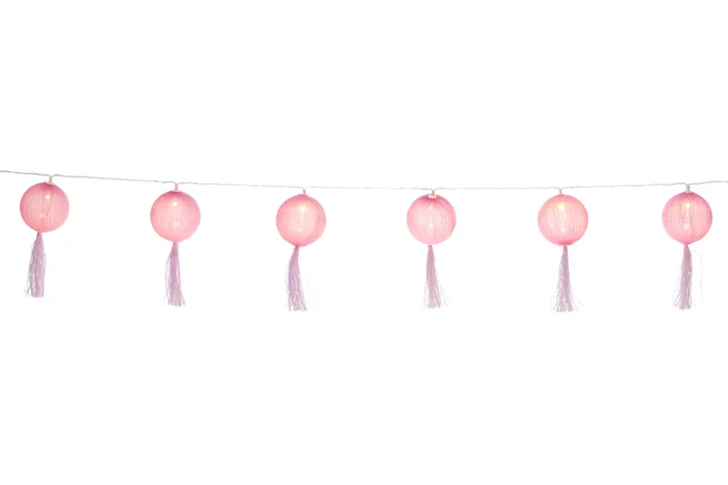 Ljusslinga med 10 bollar – Rosa