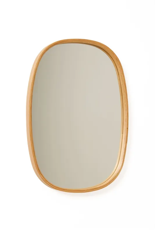 NORDVÄRK Cloudy 38 väggspegel, rektangulär – spegelglas och naturfärgad ek (55×38)