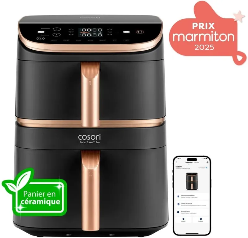 Cosori - Turbo Tower Pro airfryer 10,8L mørk grå/roségull