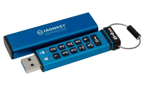 Kingston Ironkey Keypad 200 64gb Usb-a Blå