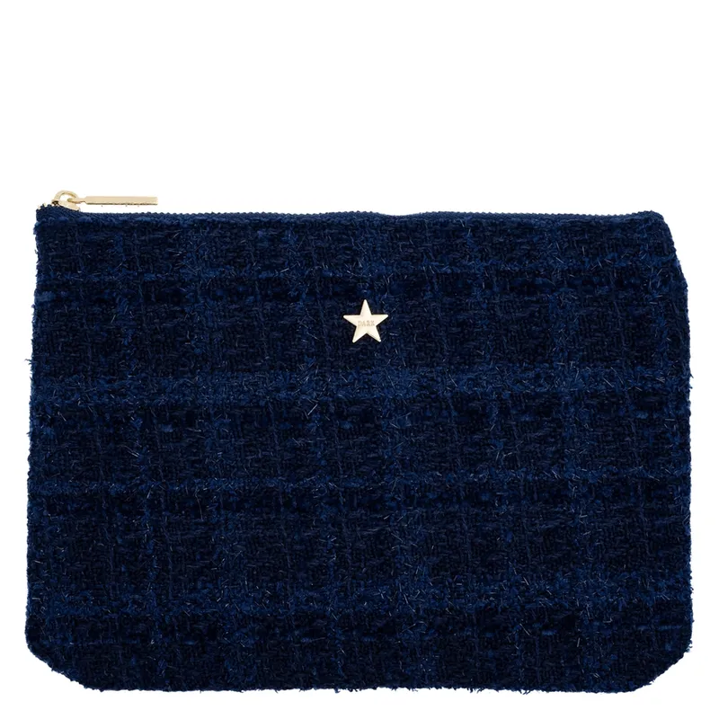 DARK Tweed Small Pouch Dark Navy Blue
