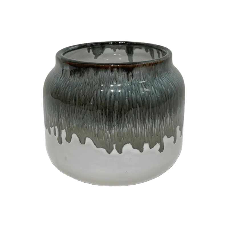 Kruka Grågrön / Vit (Storlek: 16xH14cm)