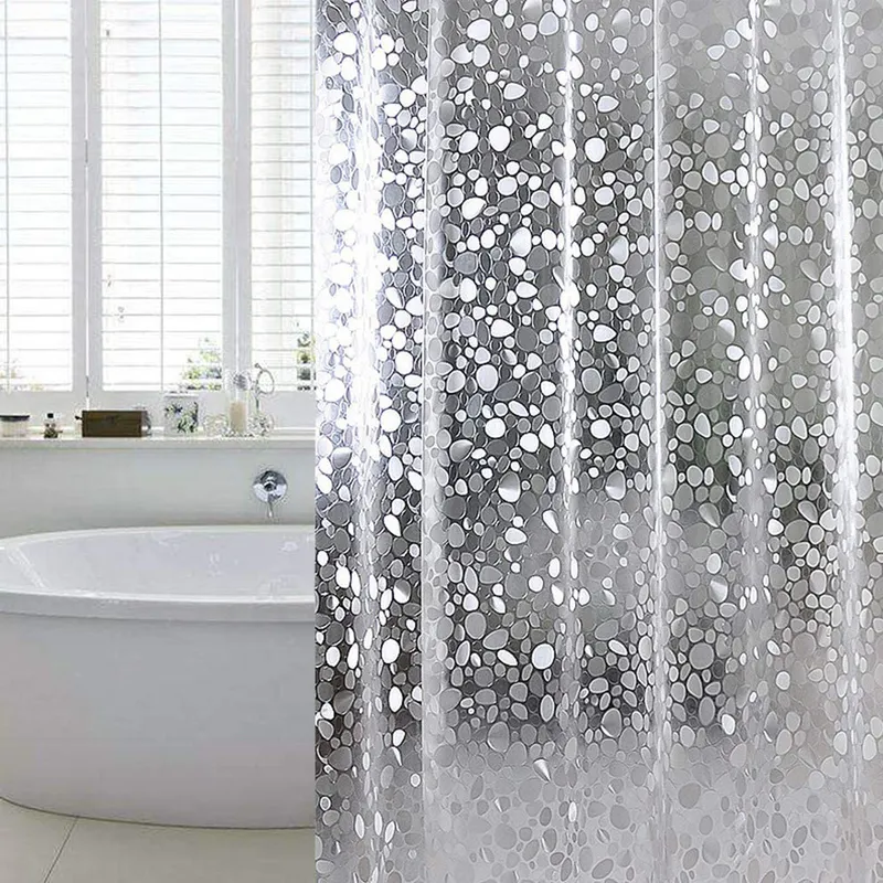 Duschdraperi med småstensmönster Transparent 2 x 1.8 m