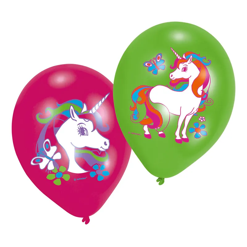 Ballonger Unicorn Rainbow färgtryck 6-pack
