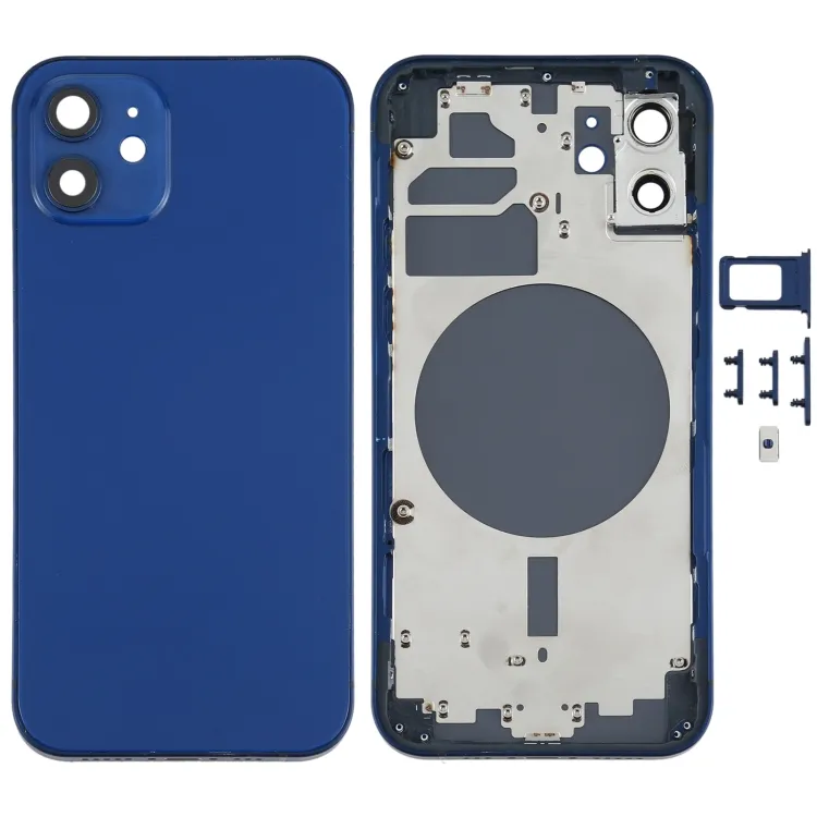 iPhone 12 Komplett Baksida med Ram (utan logga) – Blå