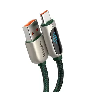 USB till Typ-C 5A-Kabel med display 1 m - Grön