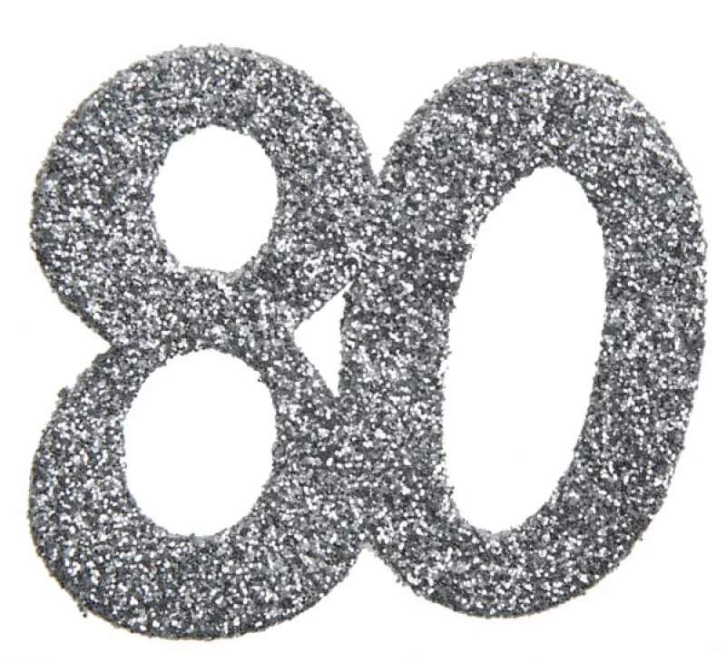 Konfetti silver 80 år, 6-pack