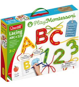Quercetti Inlärningsset - Snörning ABC+123 - Play Montessori - 2