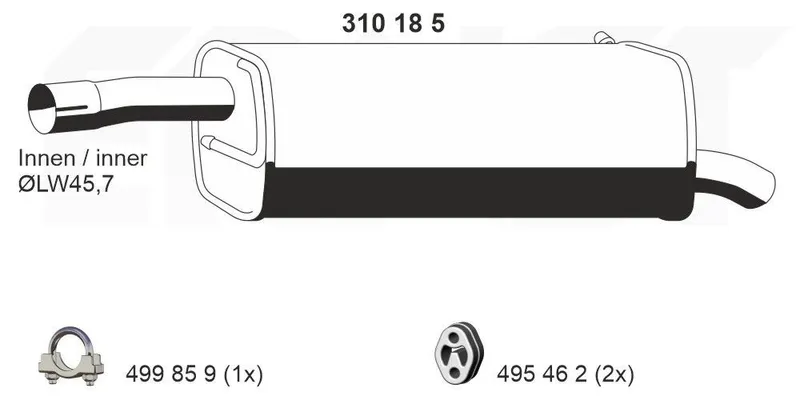Bakre ljuddämpare ERNST 310185