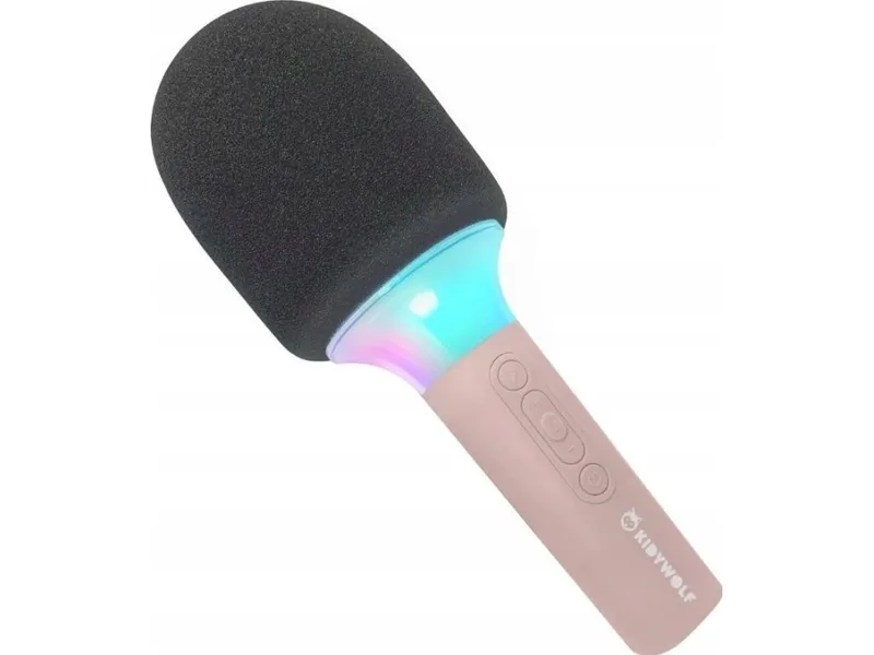 KIDYWOLF KIDYMIC mikrofon med högtalare, Bluetooth, ljus, rosa