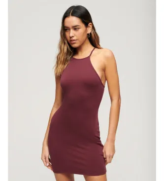 Superdry för kvinnor. W8011537A Maroon miniklänning med olympisk rygg (M), Casual, Granat, Modal, Ärmlös / Hängselbyxor