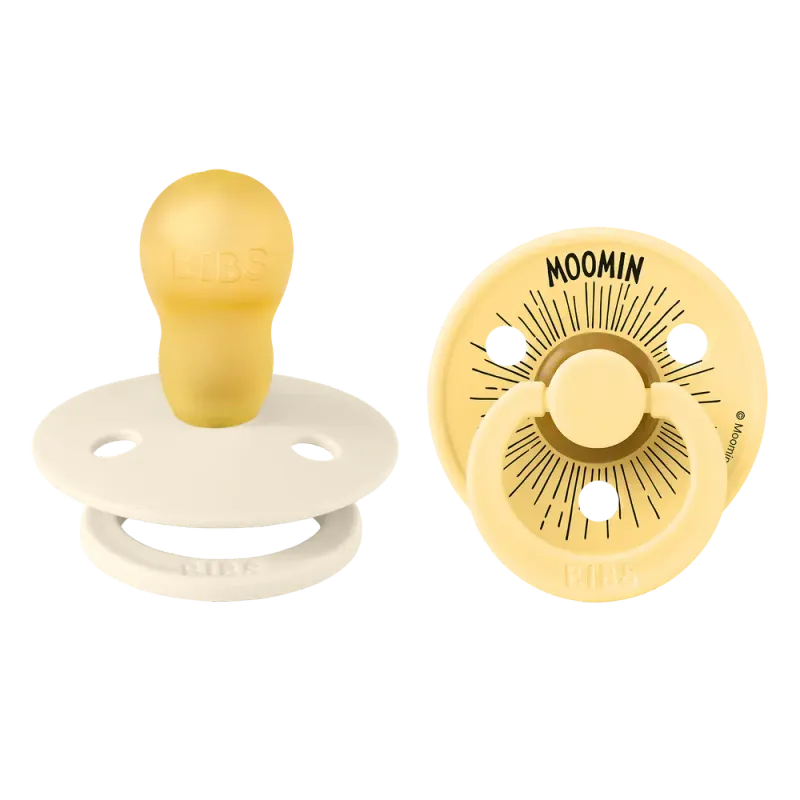 Bibs X Moomin Colour Napp Mumintrollet 2-pack Latex Storlek 3, Ivory/pale Butter