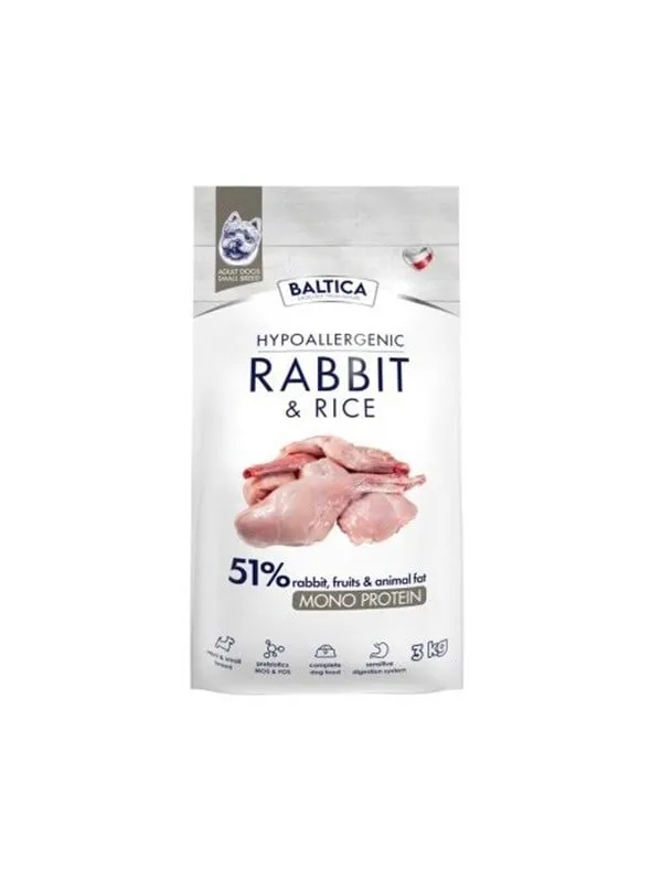 BALTICA Nutraceutic Hypoallergenic S Rabbit with rice - torrfoder för hund - 3kg